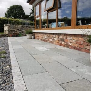 Tandur Grey Sawn Edge Riven Indian Limestone Paving Slabs