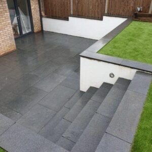 Graphite Black  Flamed Textured Granite Paving Slabs
