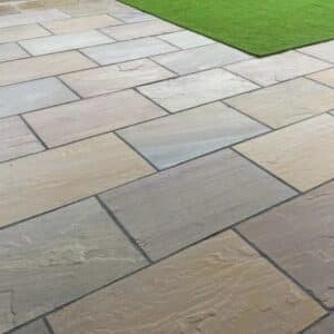 Raj Blend Riven Indian Sandstone Paving Slabs - 22mm Thick