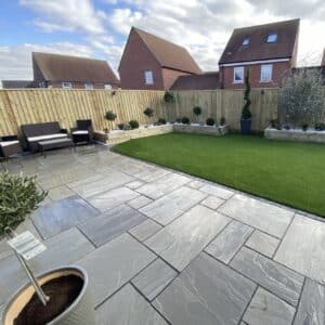Kandla Grey - Riven Indian Sandstone Paving Slab Mixed Patio Pack - 22mm